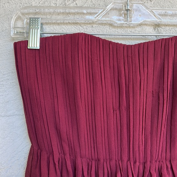 Alice + Olivia Mckell Maroon Silk Strapless Dress Size 0 - Picture 6 of 14